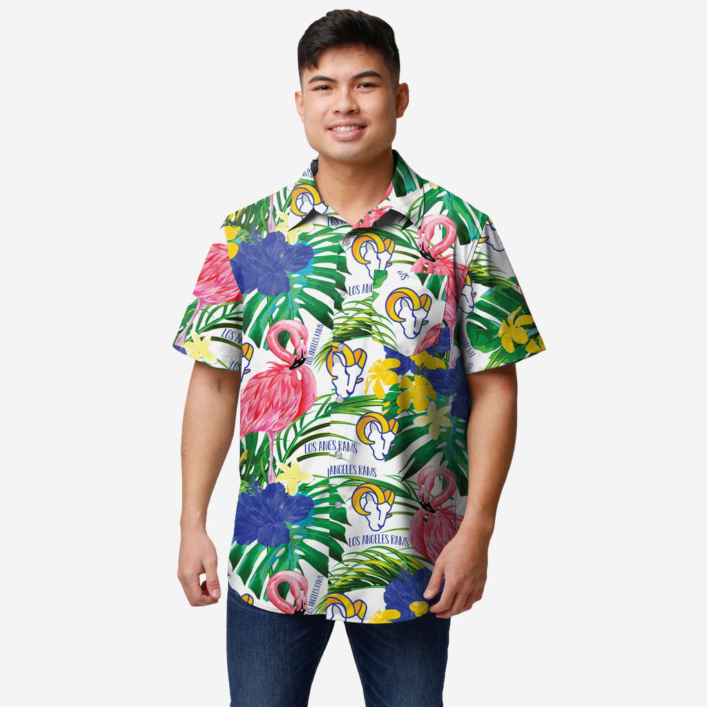 Los Angeles Rams Flamingo Button Up Shirt FOCO S - FOCO.com