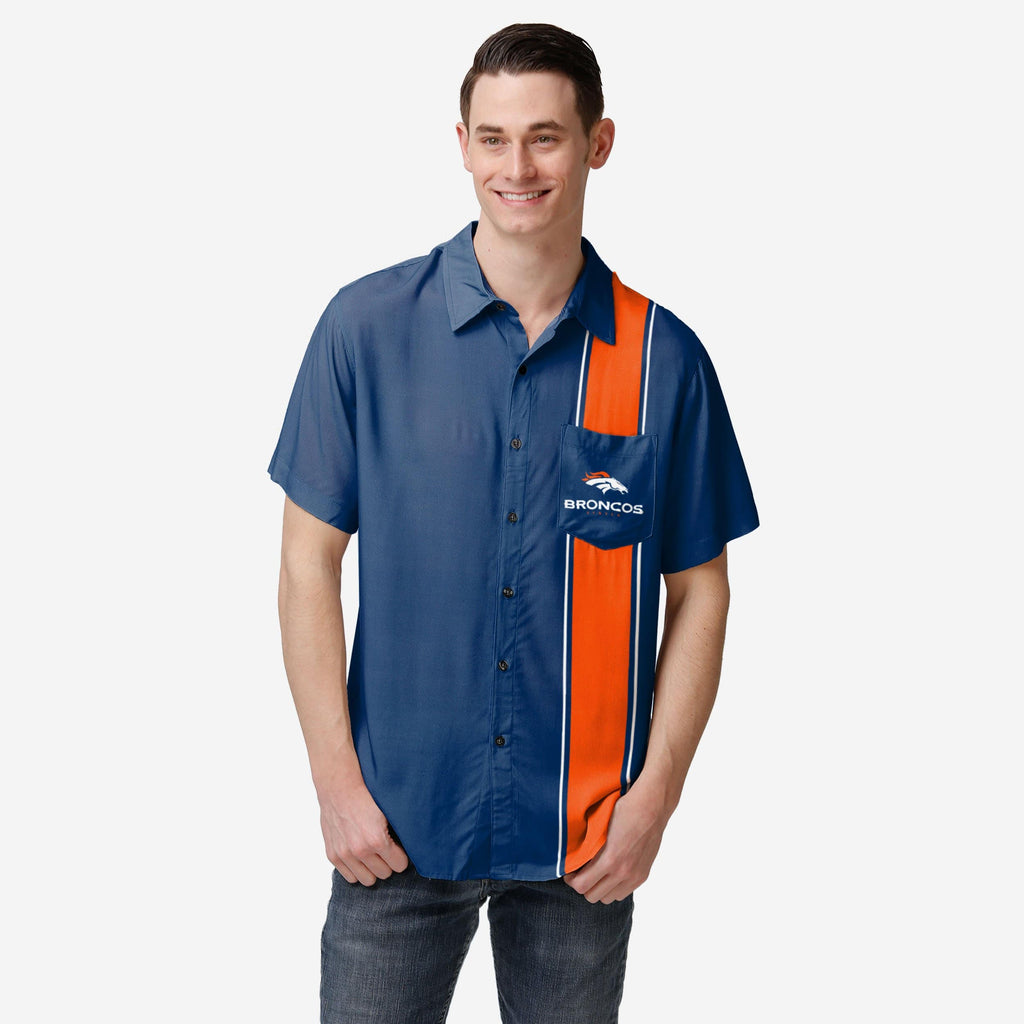 Denver Broncos Bowling Stripe Button Up Shirt FOCO S - FOCO.com