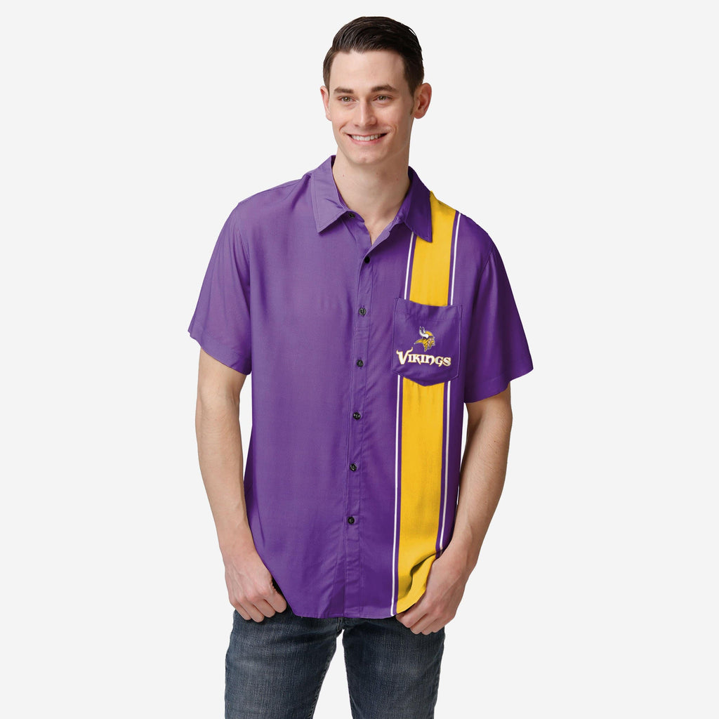 Minnesota Vikings Bowling Stripe Button Up Shirt FOCO S - FOCO.com
