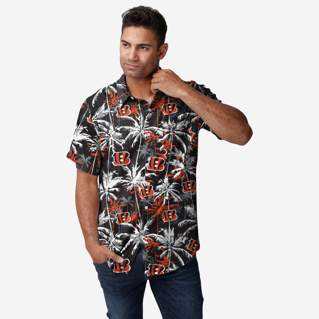 Cincinnati Bengals Black Floral Button Up Shirt FOCO S - FOCO.com