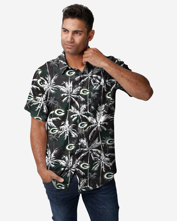 Green Bay Packers Black Floral Button Up Shirt FOCO S - FOCO.com