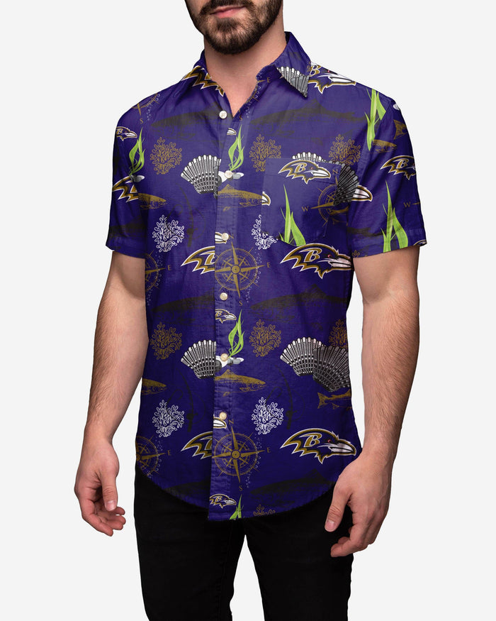 Baltimore Ravens Floral Button Up Shirt FOCO S - FOCO.com