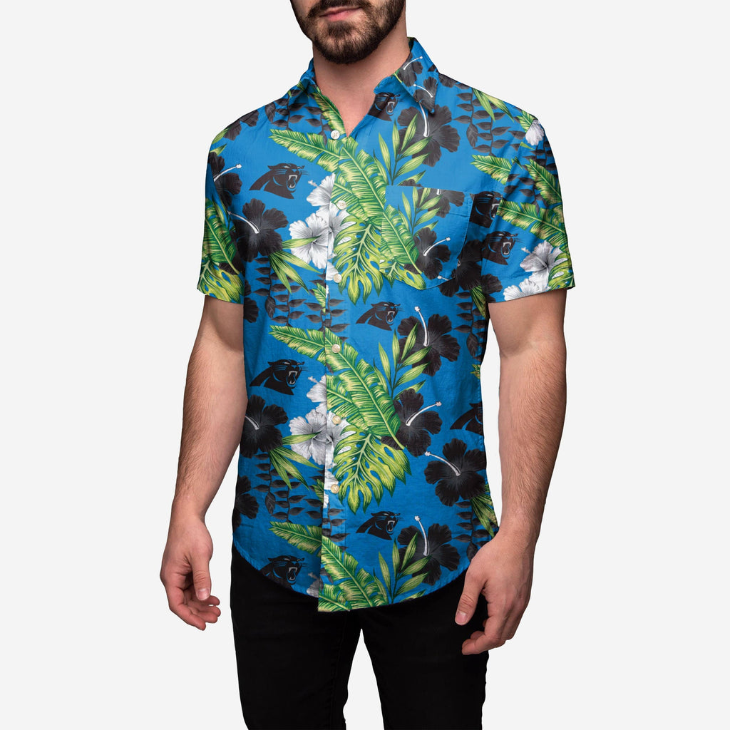 Carolina Panthers Floral Button Up Shirt FOCO S - FOCO.com