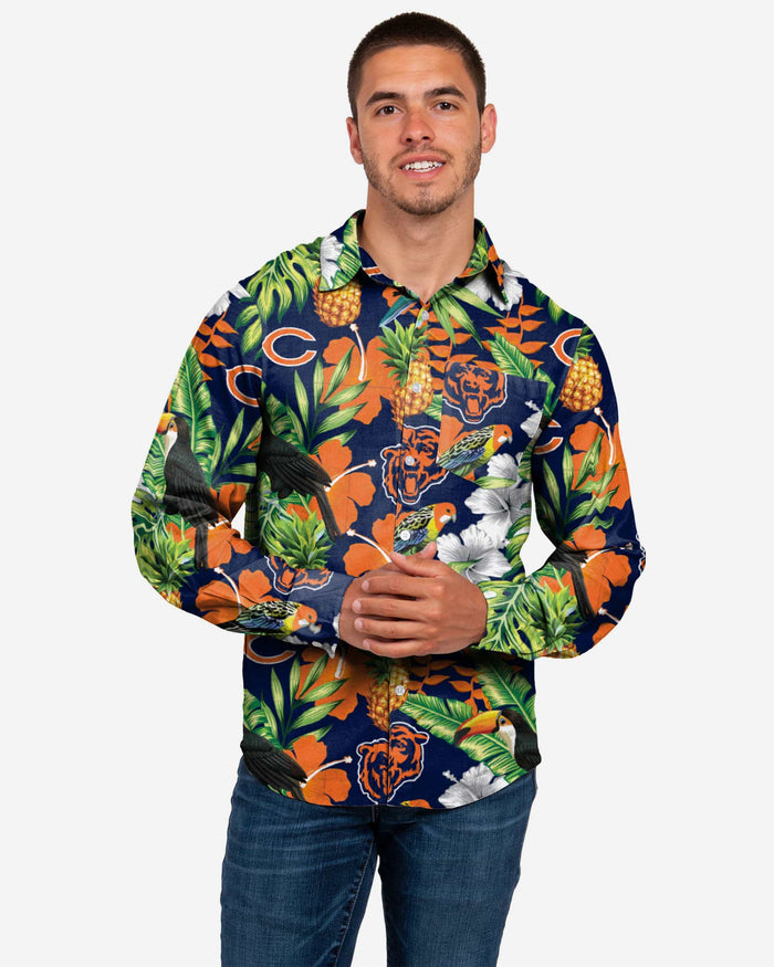 Chicago Bears Long Sleeve Floral Button Up Shirt FOCO S - FOCO.com