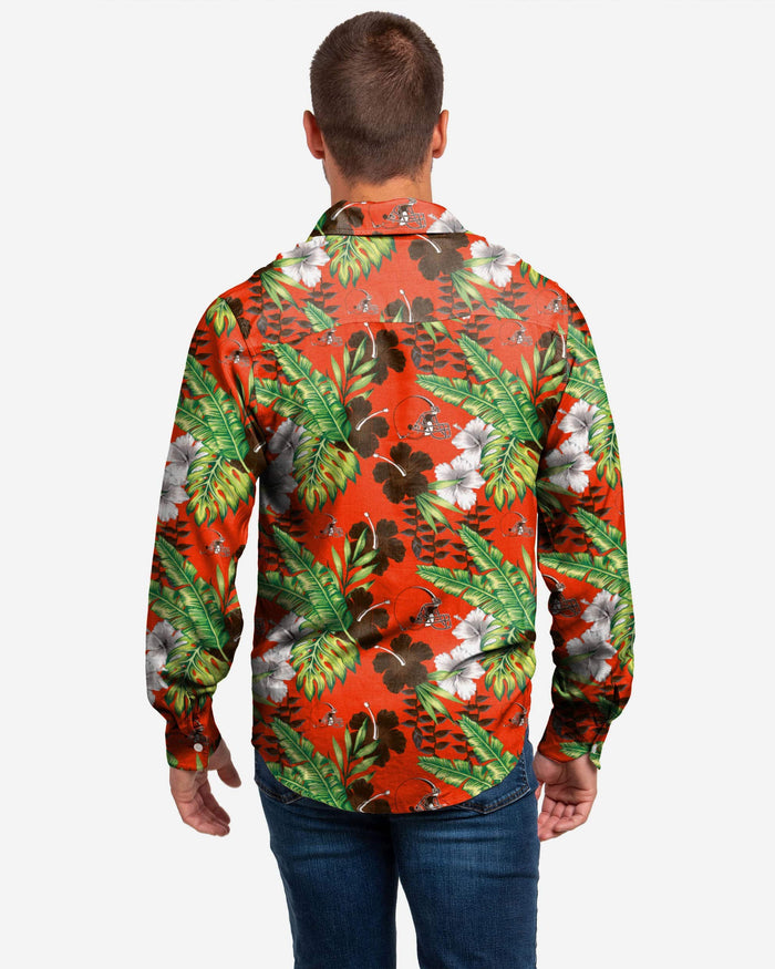 Cleveland Browns Long Sleeve Floral Button Up Shirt FOCO - FOCO.com