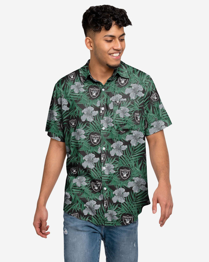 Las Vegas Raiders Hibiscus Button Up Shirt FOCO S - FOCO.com