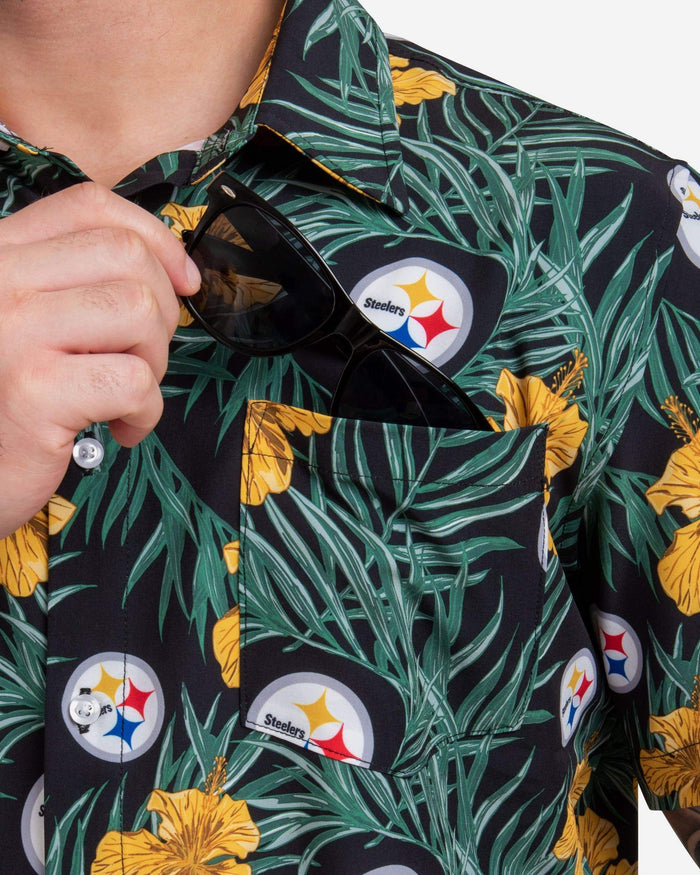 Pittsburgh Steelers Hibiscus Button Up Shirt FOCO - FOCO.com