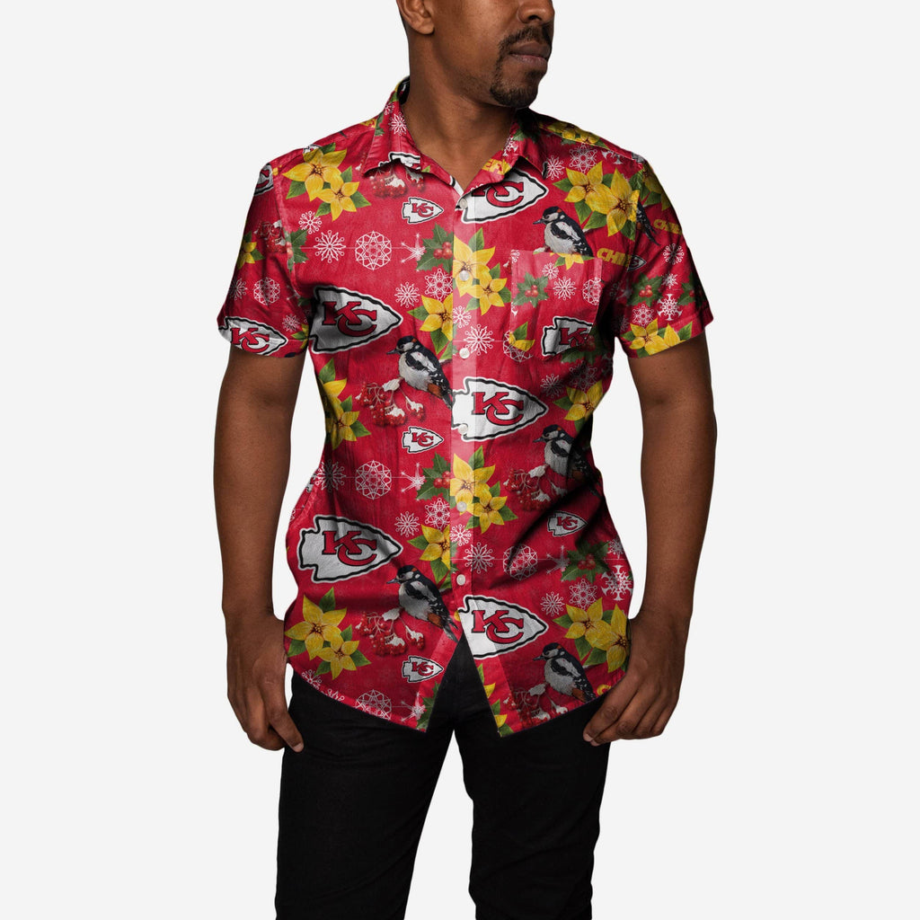 Kansas City Chiefs Mistletoe Button Up Shirt FOCO S - FOCO.com