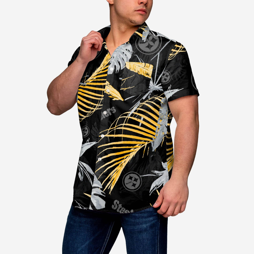 Pittsburgh Steelers Neon Palm Button Up Shirt FOCO S - FOCO.com