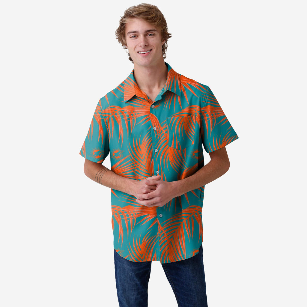 Miami Dolphins Hawaiian Button Up Shirt FOCO S - FOCO.com