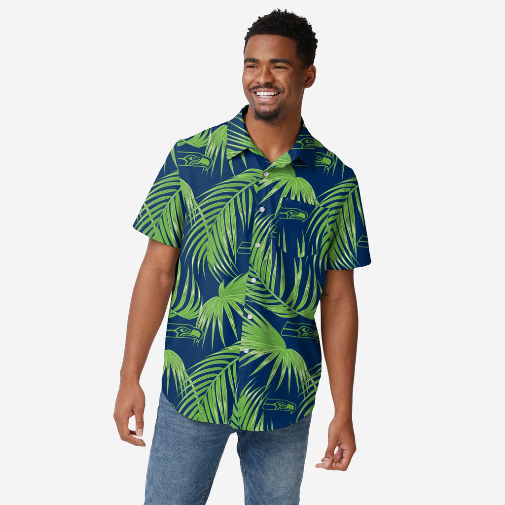 Seattle Seahawks Hawaiian Button Up Shirt FOCO S - FOCO.com