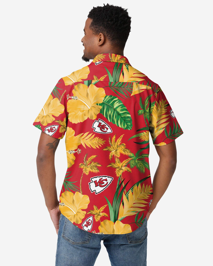 Kansas City Chiefs Team Color Hibiscus Button Up Shirt FOCO - FOCO.com