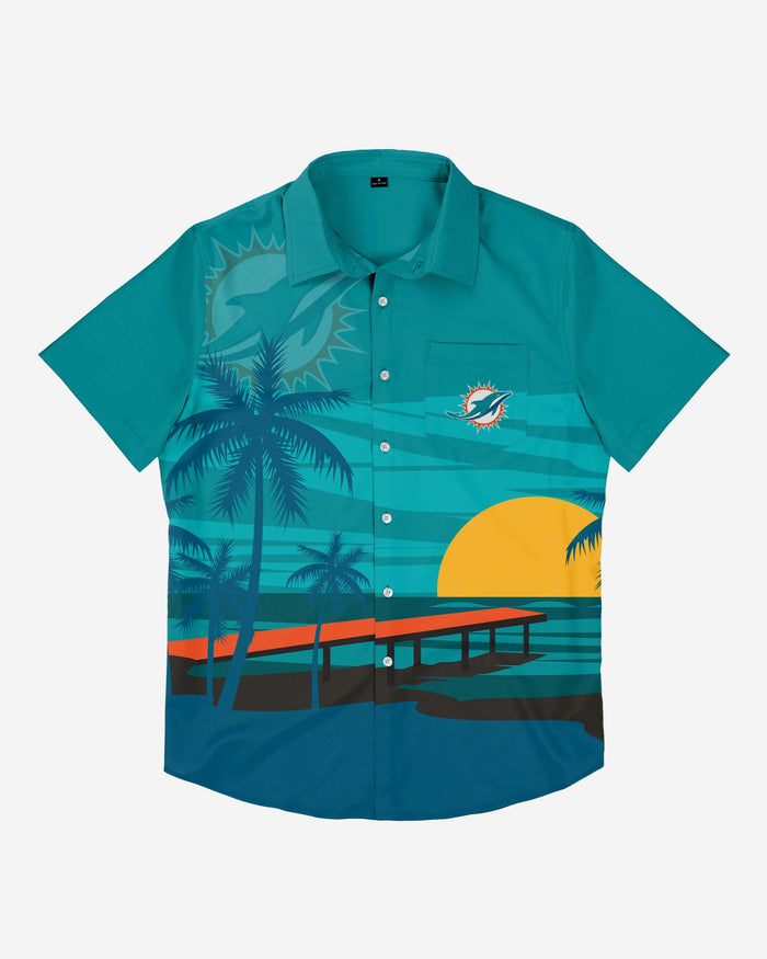 Miami Dolphins Tropical Sunset Button Up Shirt FOCO - FOCO.com