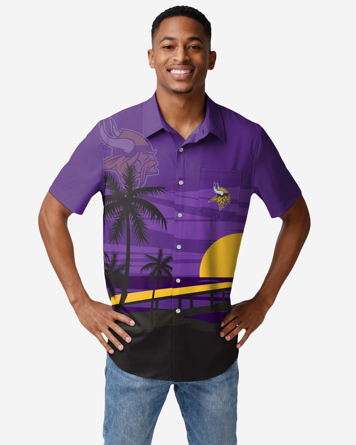 Minnesota Vikings Tropical Sunset Button Up Shirt FOCO S - FOCO.com