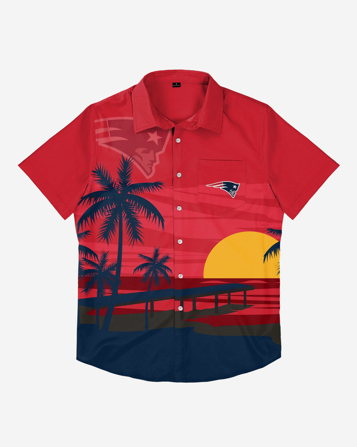 New England Patriots Tropical Sunset Button Up Shirt FOCO - FOCO.com
