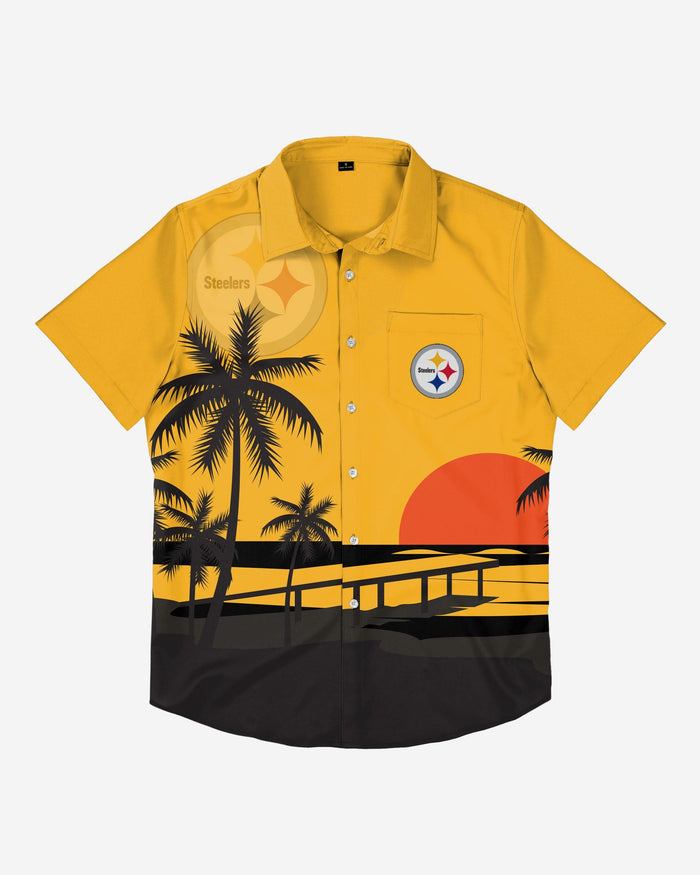 Pittsburgh Steelers Tropical Sunset Button Up Shirt FOCO - FOCO.com