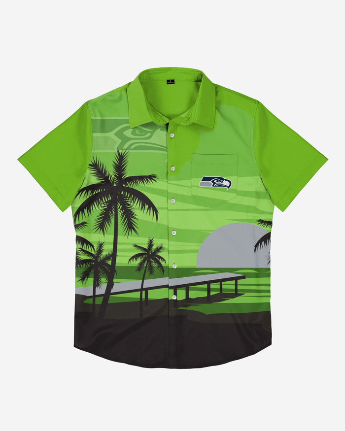 Seattle Seahawks Tropical Sunset Button Up Shirt FOCO - FOCO.com