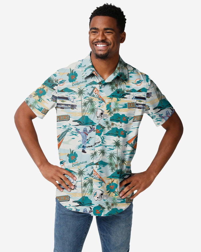 Miami Dolphins Thematic Stadium Print Button Up Shirt FOCO S - FOCO.com