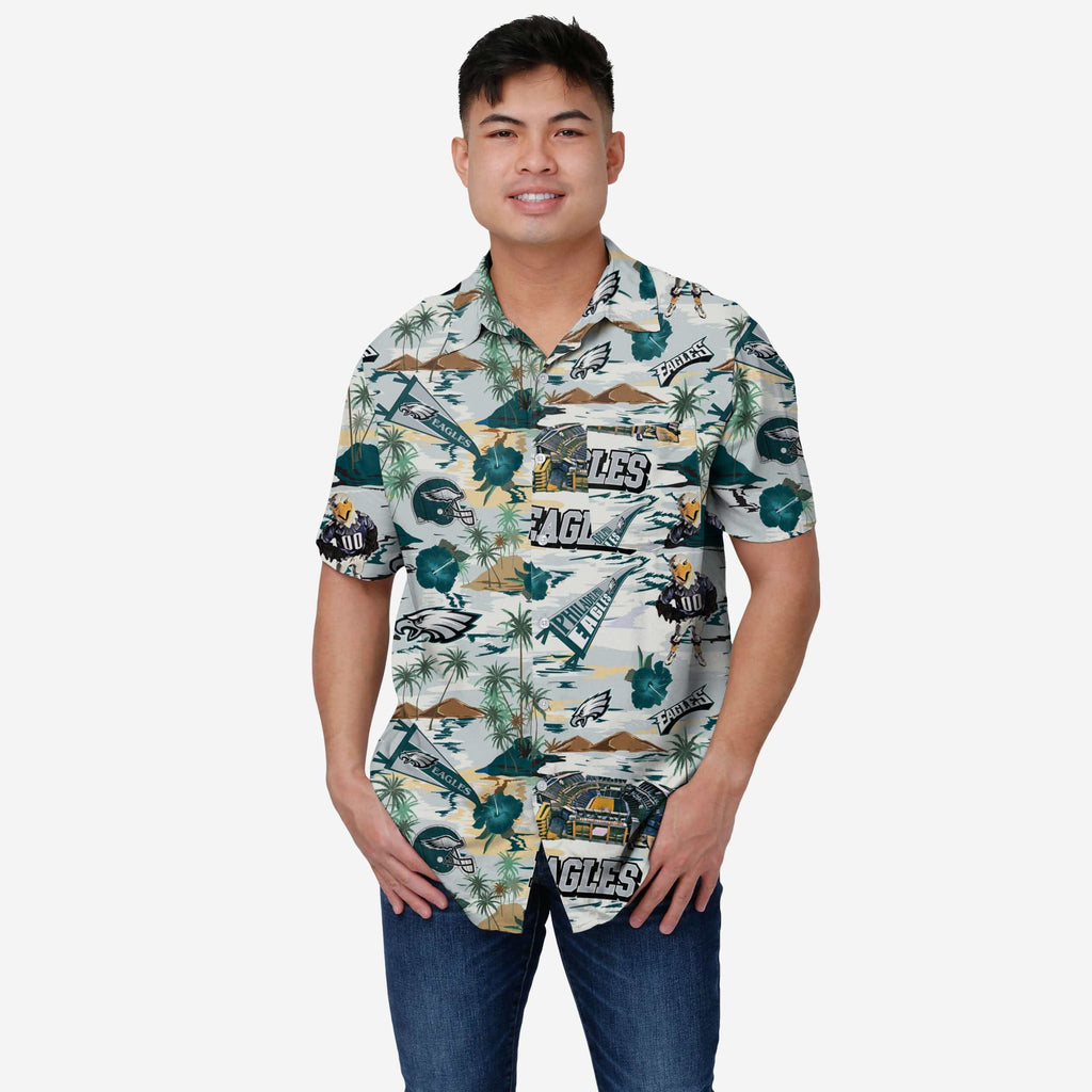 Philadelphia Eagles Thematic Stadium Print Button Up Shirt FOCO S - FOCO.com