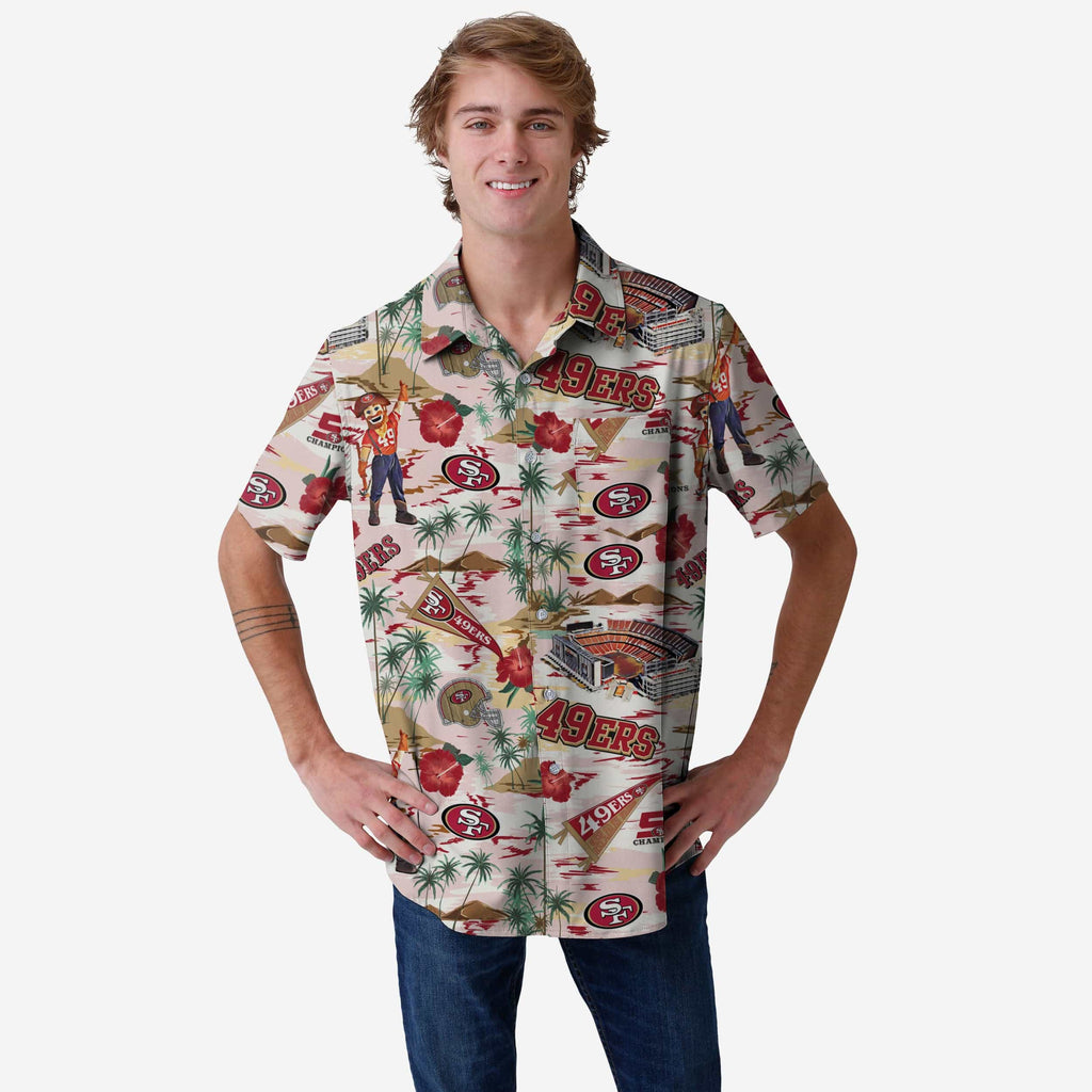 San Francisco 49ers Thematic Stadium Print Button Up Shirt FOCO S - FOCO.com