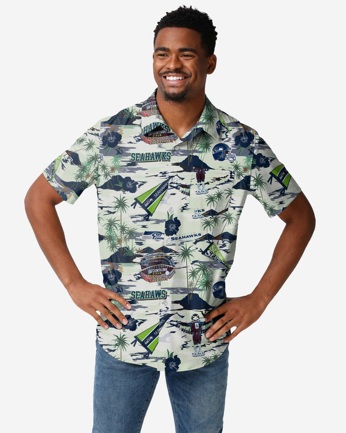 Seattle Seahawks Thematic Stadium Print Button Up Shirt FOCO S - FOCO.com