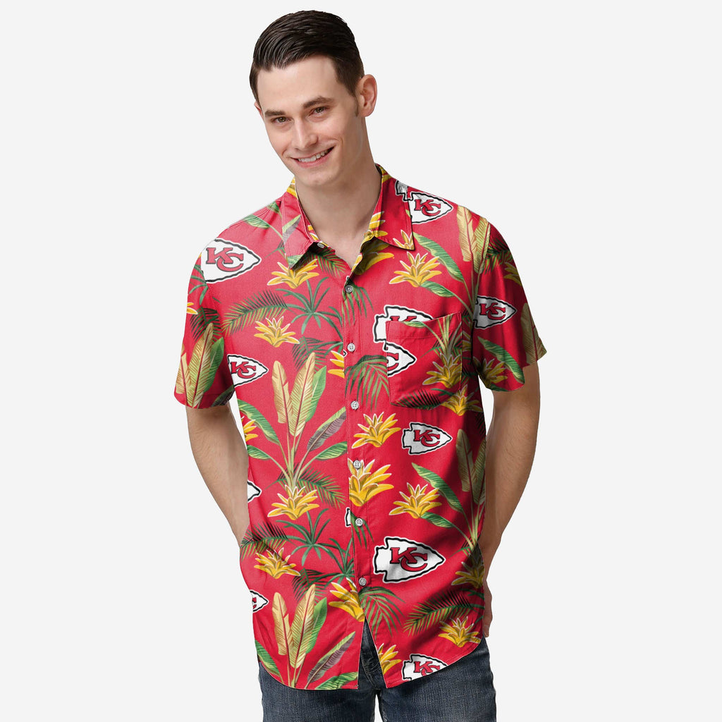 Kansas City Chiefs Victory Vacay Button Up Shirt FOCO S - FOCO.com