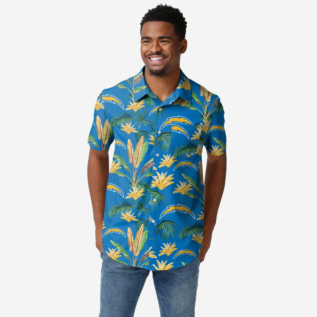 Los Angeles Chargers Victory Vacay Button Up Shirt FOCO S - FOCO.com