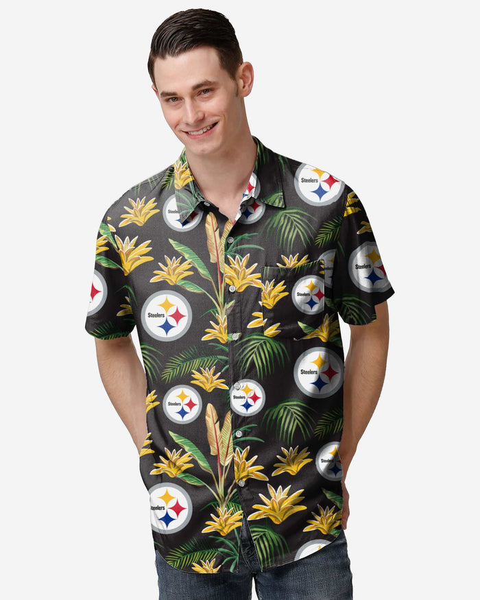 Pittsburgh Steelers Victory Vacay Button Up Shirt FOCO S - FOCO.com