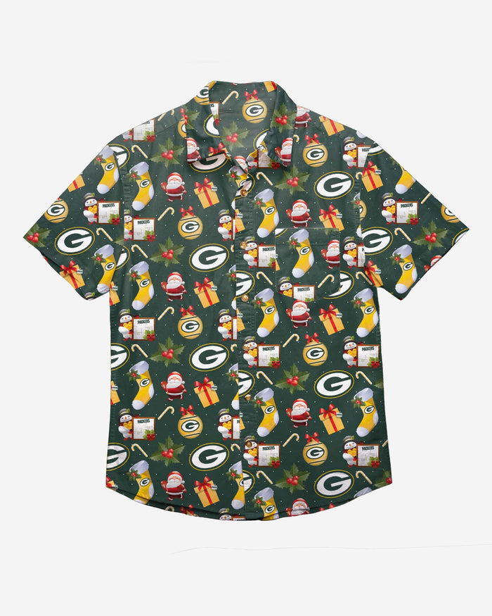 Green Bay Packers Christmas Explosion Button Up Shirt FOCO - FOCO.com