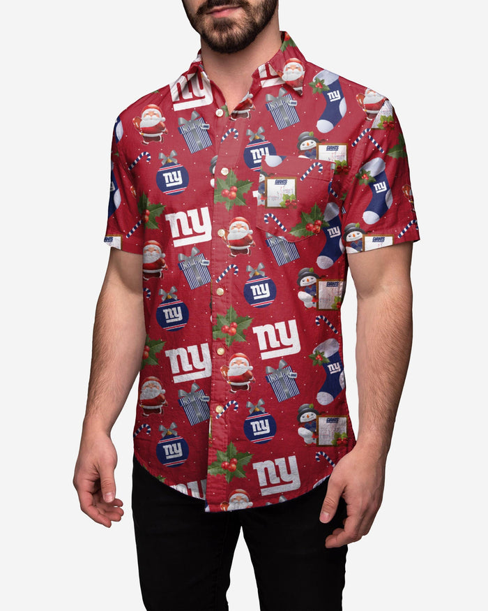 New York Giants Christmas Explosion Button Up Shirt FOCO S - FOCO.com