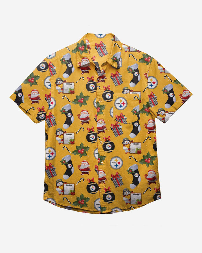 Pittsburgh Steelers Christmas Explosion Button Up Shirt FOCO - FOCO.com