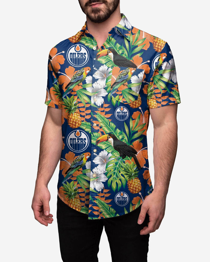 Edmonton Oilers Floral Button Up Shirt FOCO S - FOCO.com