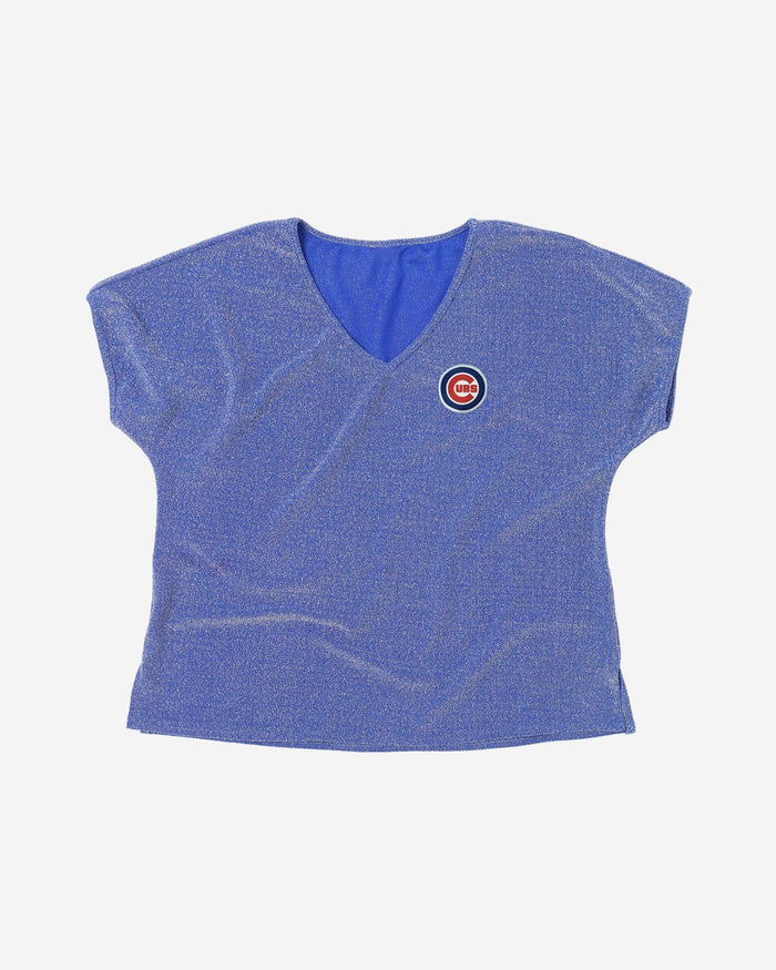 Chicago Cubs Womens Gametime Glitter V-Neck T-Shirt FOCO - FOCO.com
