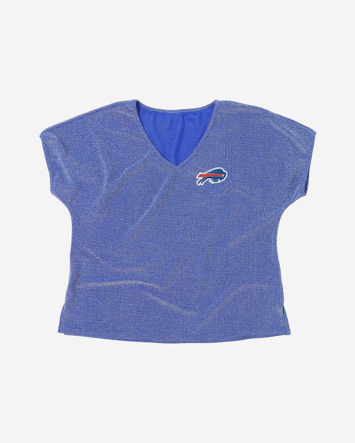 Buffalo Bills Womens Gametime Glitter V-Neck T-Shirt FOCO - FOCO.com