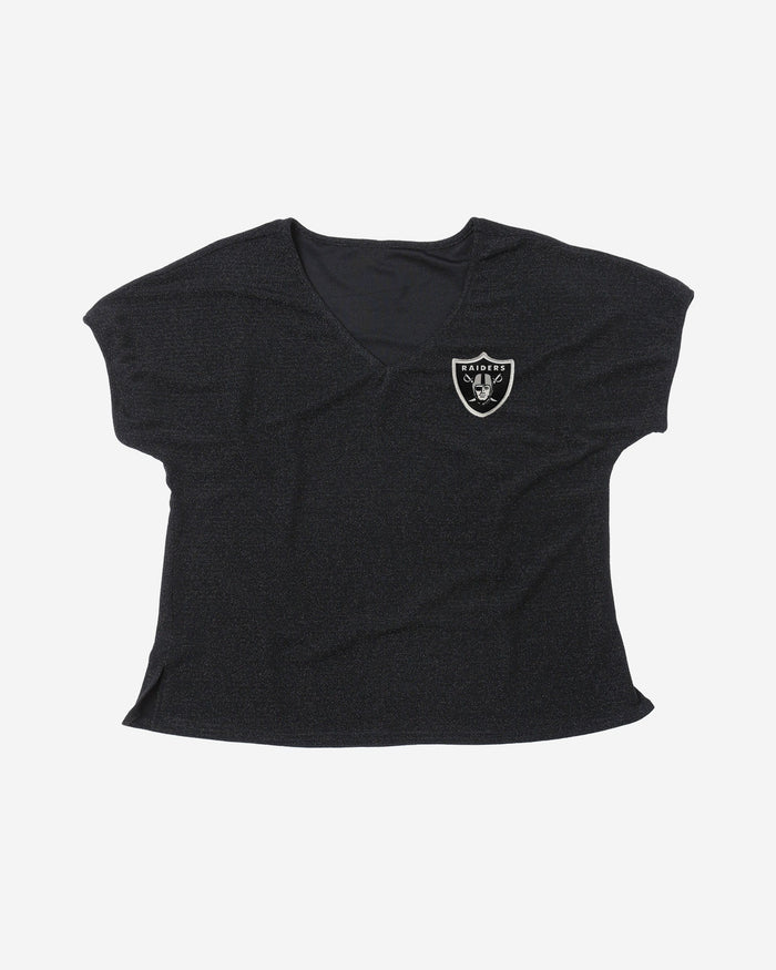 Las Vegas Raiders Womens Gametime Glitter V-Neck T-Shirt FOCO - FOCO.com