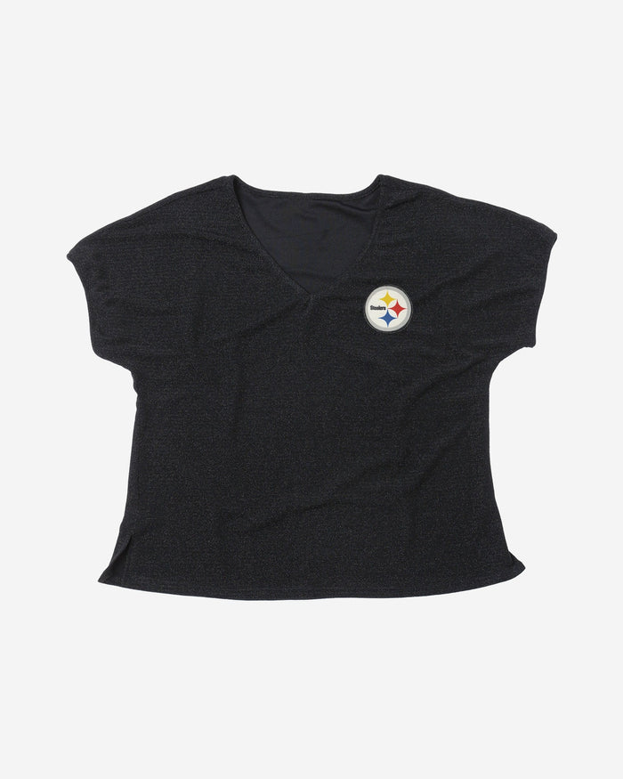 Pittsburgh Steelers Womens Gametime Glitter V-Neck T-Shirt FOCO - FOCO.com