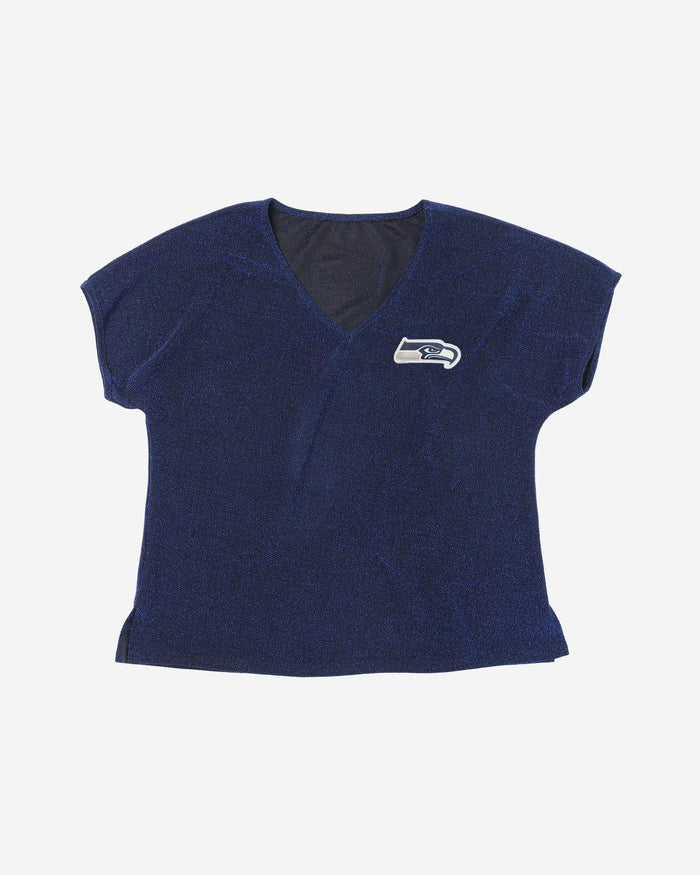 Seattle Seahawks Womens Gametime Glitter V-Neck T-Shirt FOCO - FOCO.com