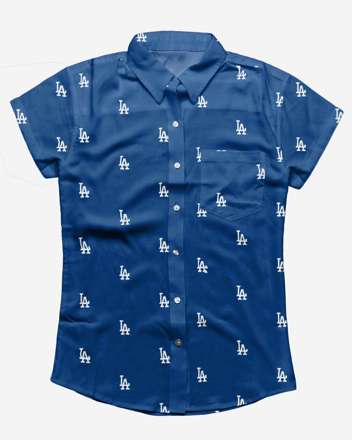 Los Angeles Dodgers Logo Blast Womens Button Up Shirt FOCO - FOCO.com