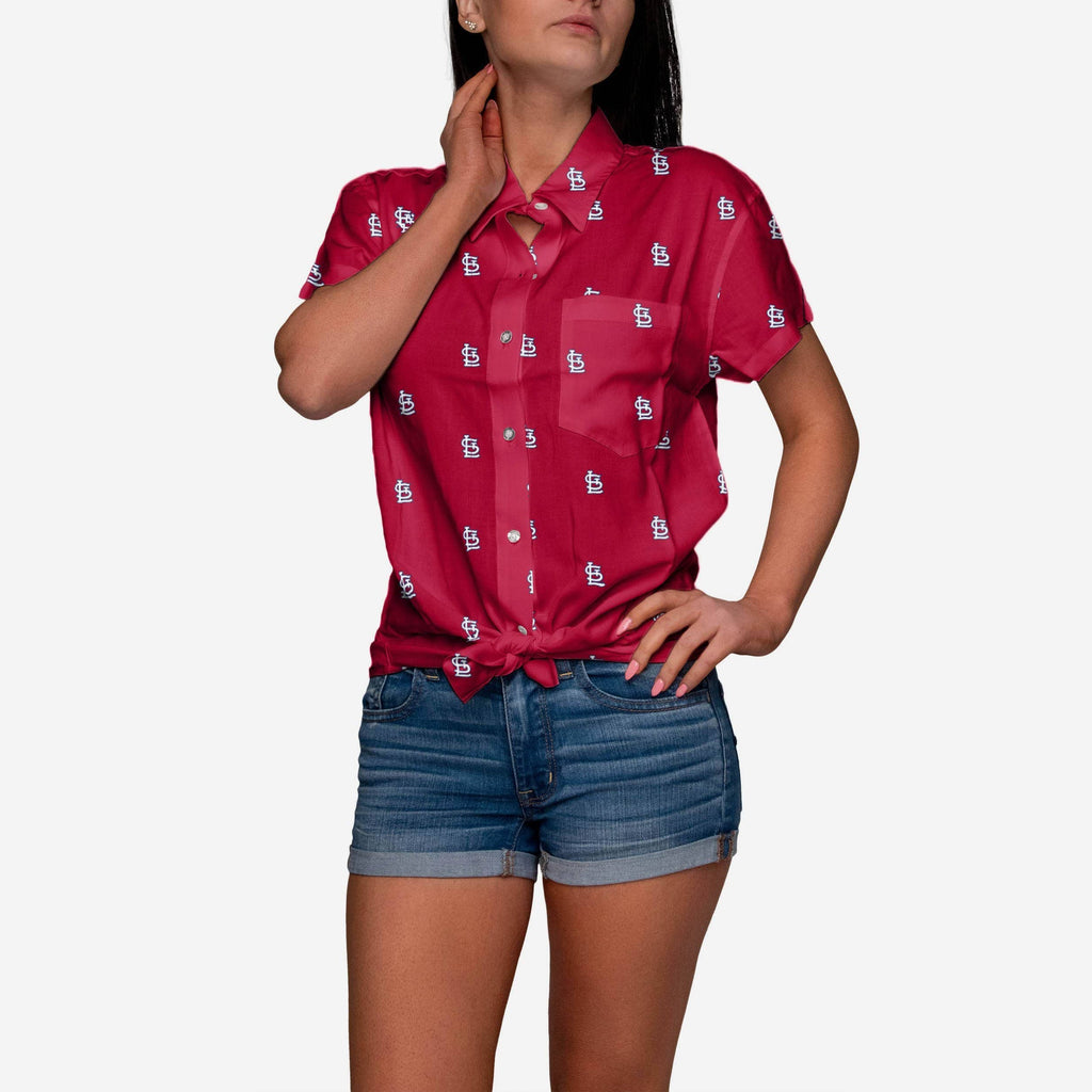 St Louis Cardinals Logo Blast Womens Button Up Shirt FOCO S - FOCO.com