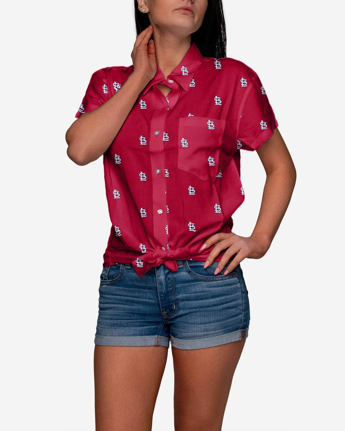 St Louis Cardinals Logo Blast Womens Button Up Shirt FOCO S - FOCO.com