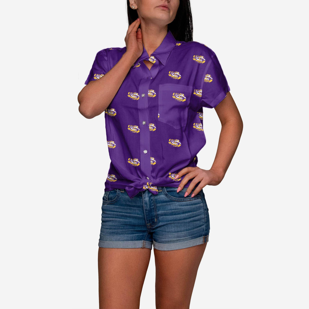 LSU Tigers Logo Blast Womens Button Up Shirt FOCO S - FOCO.com