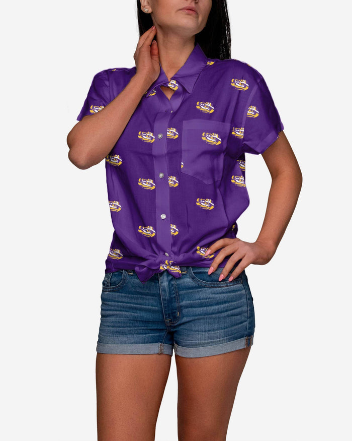 LSU Tigers Logo Blast Womens Button Up Shirt FOCO S - FOCO.com