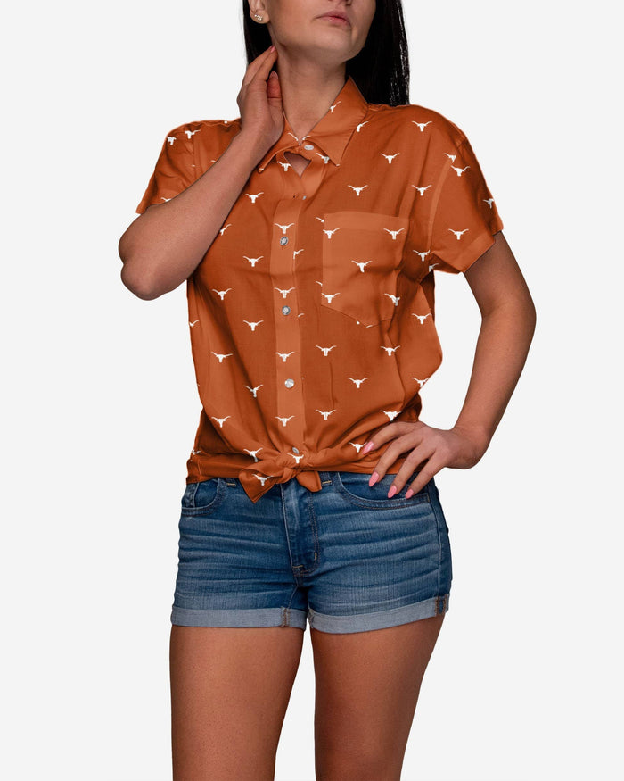 Texas Longhorns Logo Blast Womens Button Up Shirt FOCO S - FOCO.com