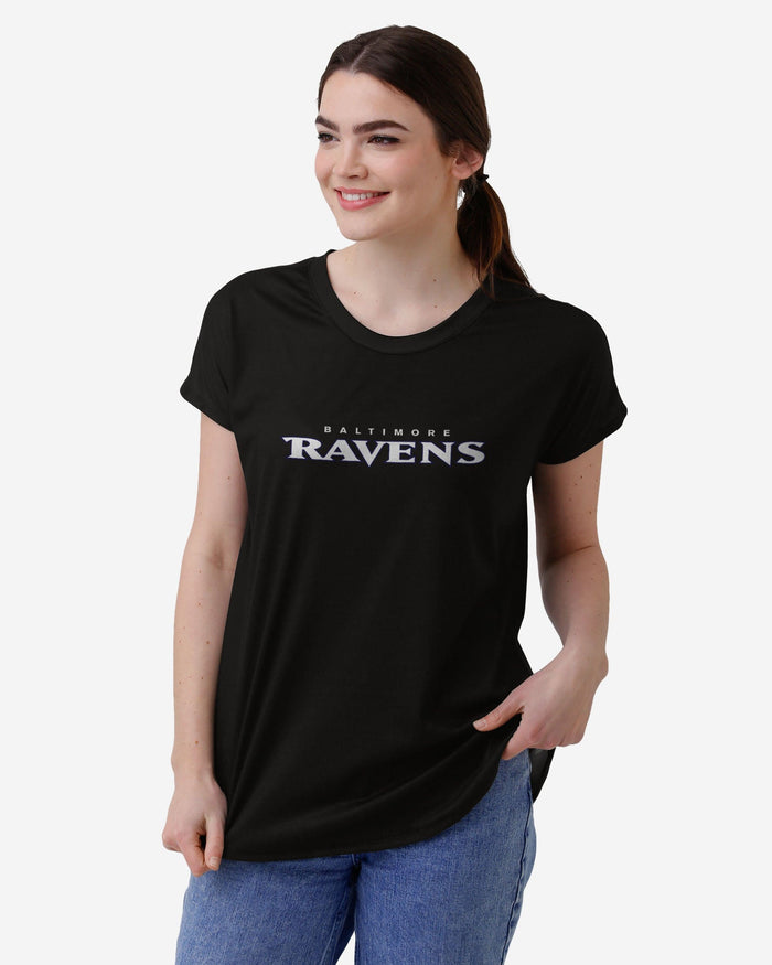 Baltimore Ravens Womens Wordmark Black Tunic Top FOCO S - FOCO.com