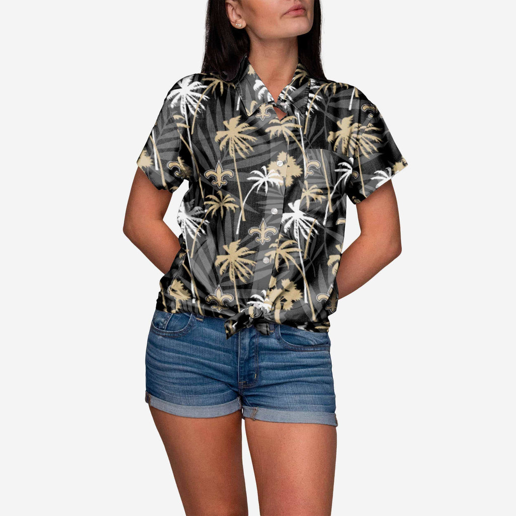 New Orleans Saints Tropic of Da Palms Womens Button Up Shirt FOCO S - FOCO.com