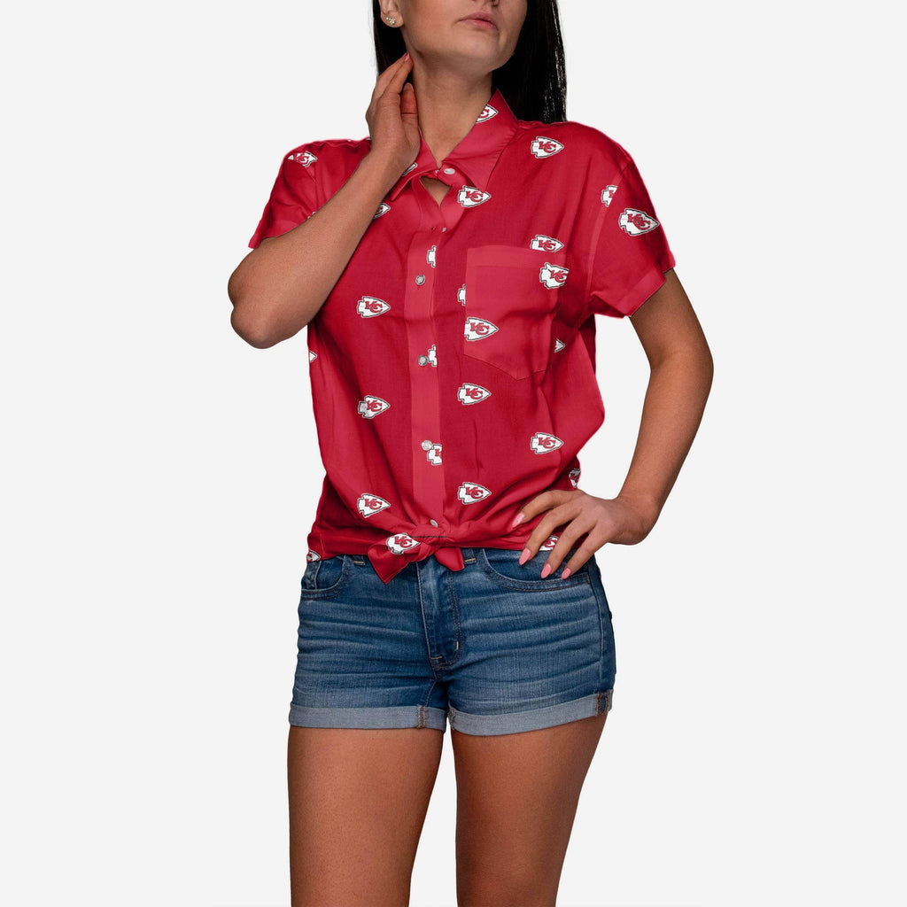 Kansas City Chiefs Logo Blast Womens Button Up Shirt FOCO S - FOCO.com