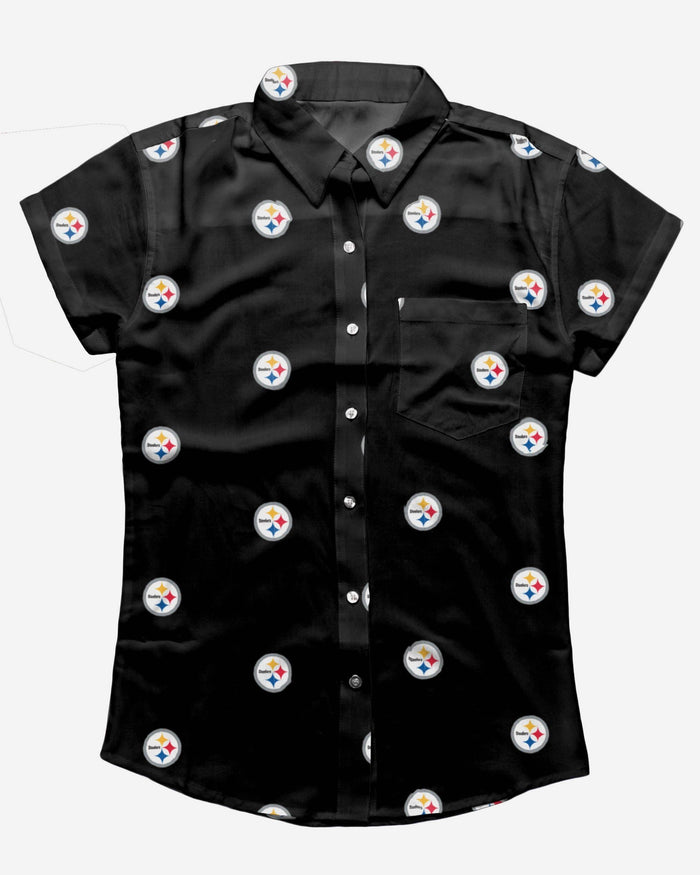 Pittsburgh Steelers Logo Blast Womens Button Up Shirt FOCO - FOCO.com