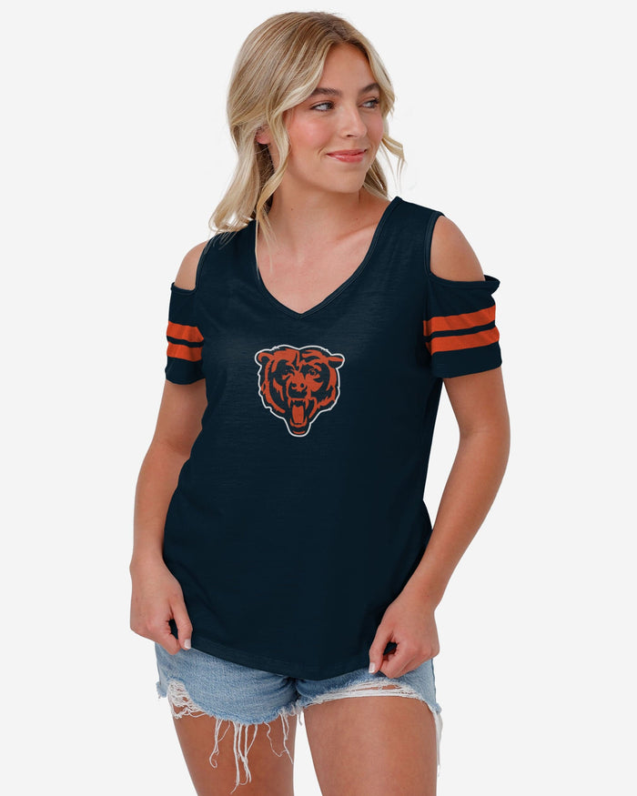 Chicago Bears Womens Cold Shoulder T-Shirt FOCO S - FOCO.com