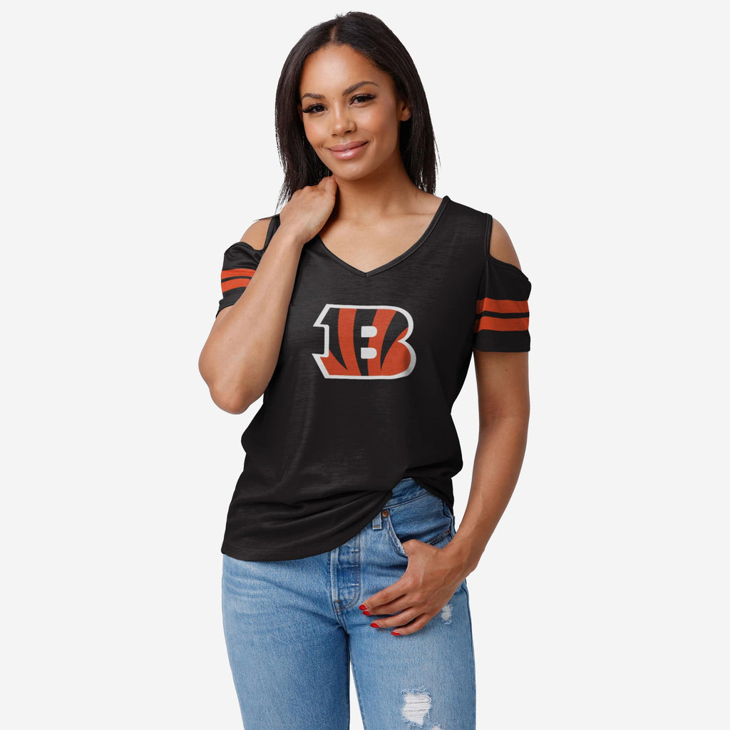 Cincinnati Bengals Womens Cold Shoulder T-Shirt FOCO S - FOCO.com