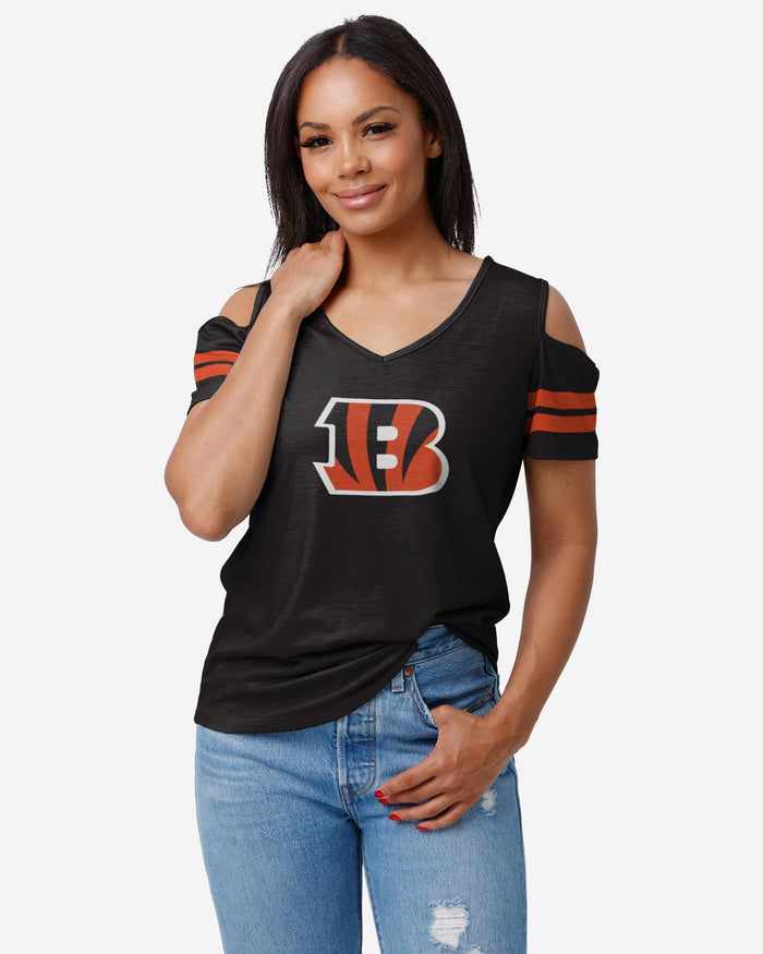 Cincinnati Bengals Womens Cold Shoulder T-Shirt FOCO S - FOCO.com